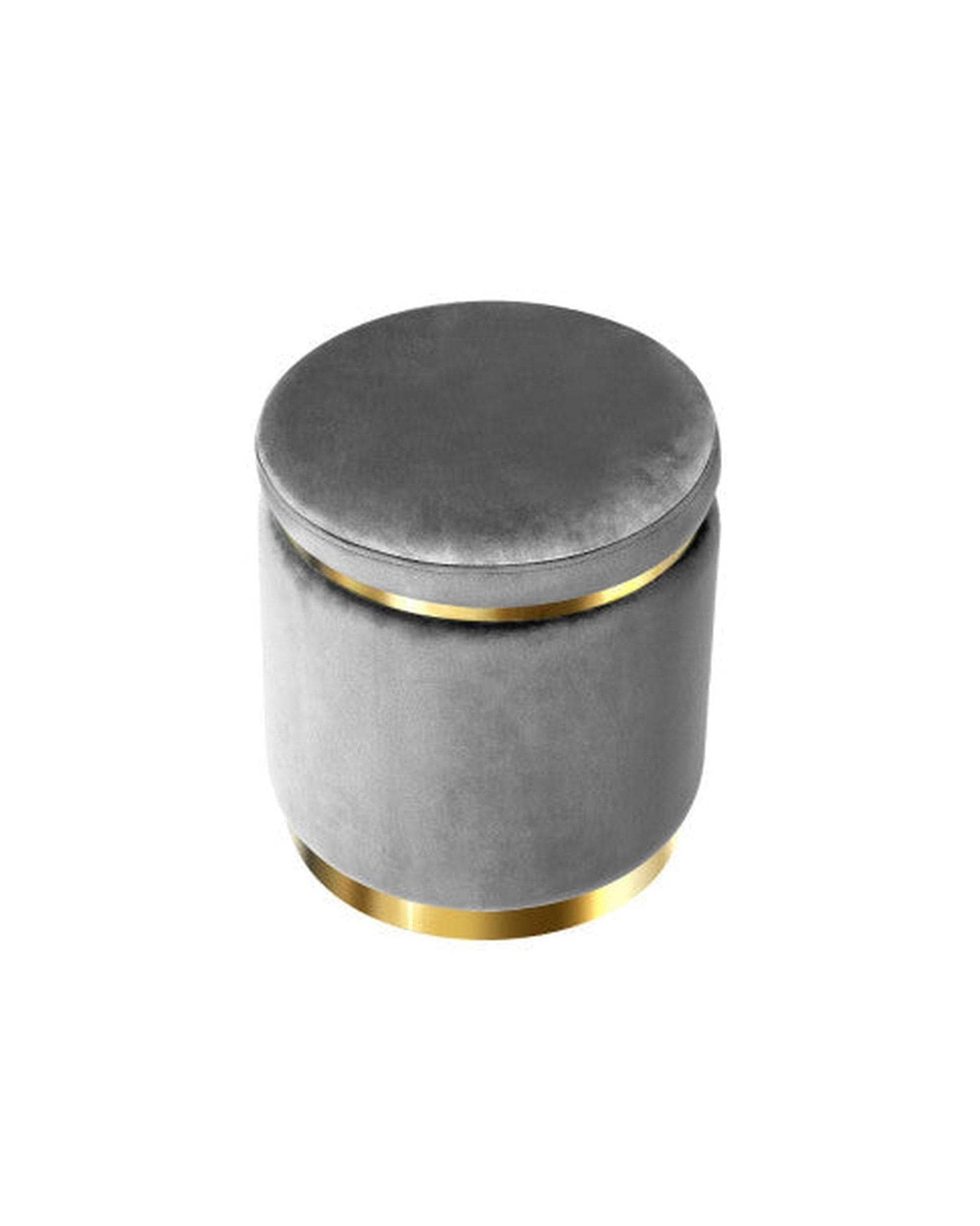Artiss Ottoman Round Velvet Ottoman Foot Stool Foot Rest Pouffe Pouf Padded Seat Living Room - Charcoal Grey