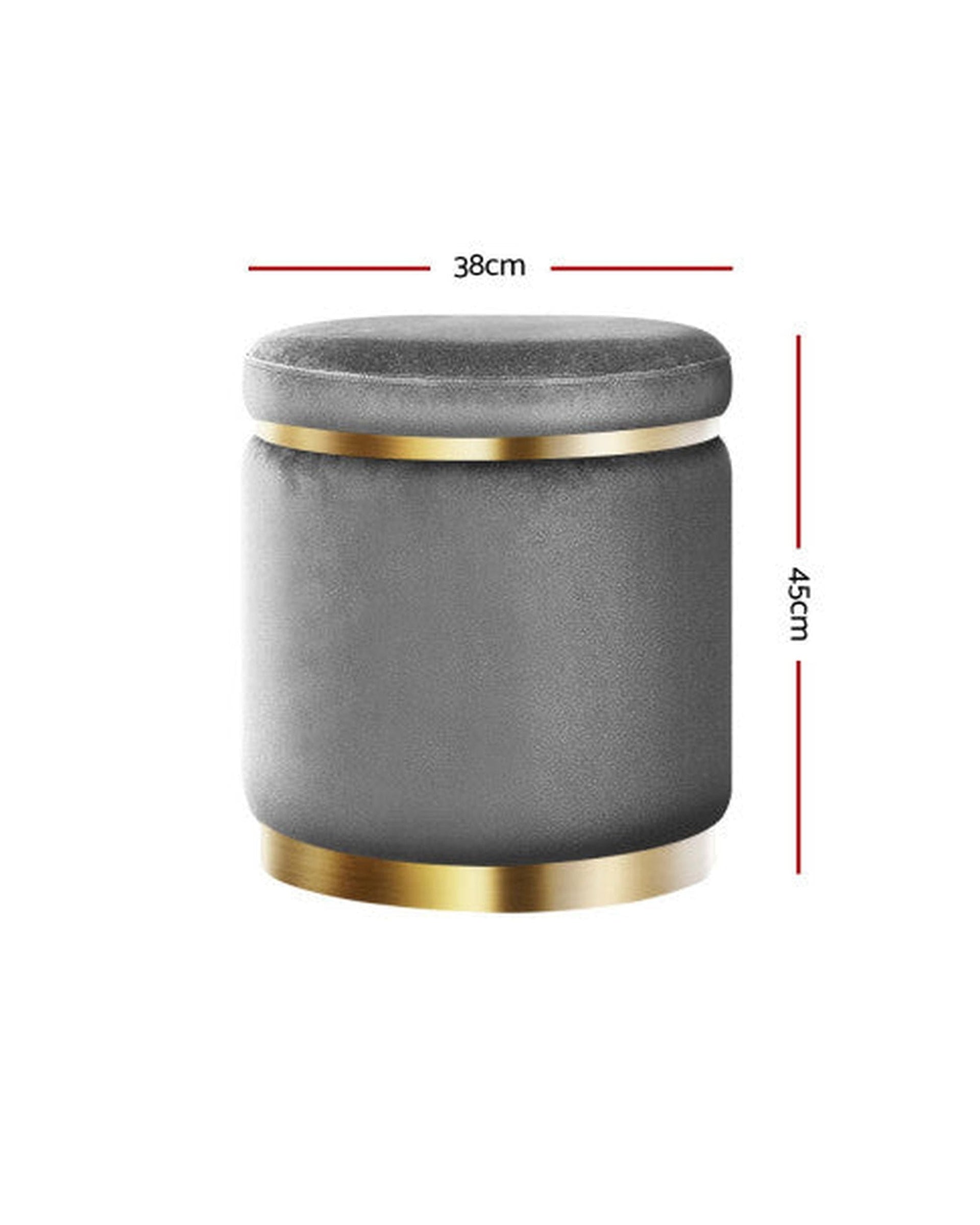 Artiss Ottoman Round Velvet Ottoman Foot Stool Foot Rest Pouffe Pouf Padded Seat Living Room - Charcoal Grey