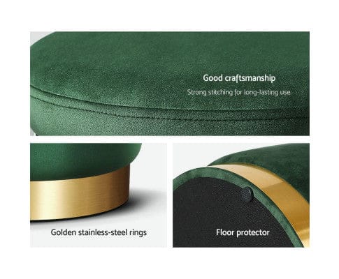Artiss Ottoman Round Velvet Ottoman Foot Stool Foot Rest Pouffe Pouf Padded Seat Living Room - Green