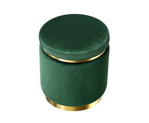 Artiss Ottoman Round Velvet Ottoman Foot Stool Foot Rest Pouffe Pouf Padded Seat Living Room - Green