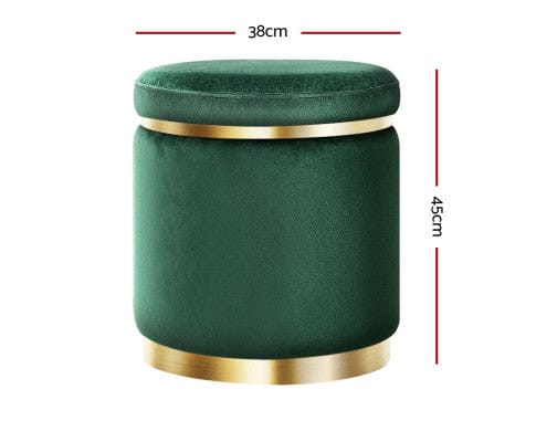 Artiss Ottoman Round Velvet Ottoman Foot Stool Foot Rest Pouffe Pouf Padded Seat Living Room - Green