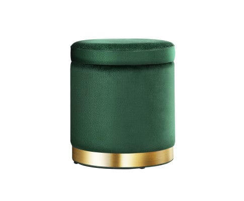 Artiss Ottoman Round Velvet Ottoman Foot Stool Foot Rest Pouffe Pouf Padded Seat Living Room - Green