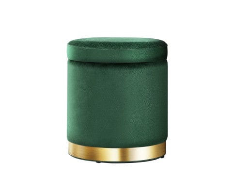 Artiss Ottoman Round Velvet Ottoman Foot Stool Foot Rest Pouffe Pouf Padded Seat Living Room - Green