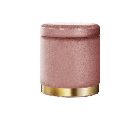 Artiss Ottoman Round Velvet Ottoman Foot Stool Foot Rest Pouffe Pouf Padded Seat Living Room - Pink