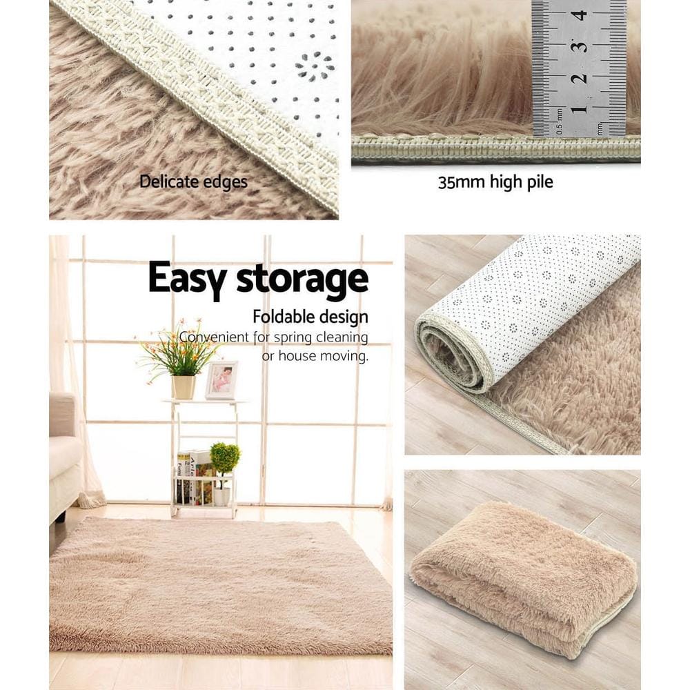 Artiss Rugs Shaggy Rug 160x230cm Beige