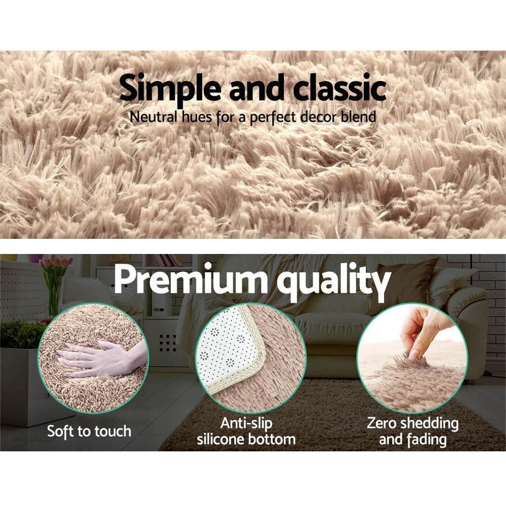 Artiss Rugs Shaggy Rug 160x230cm Beige