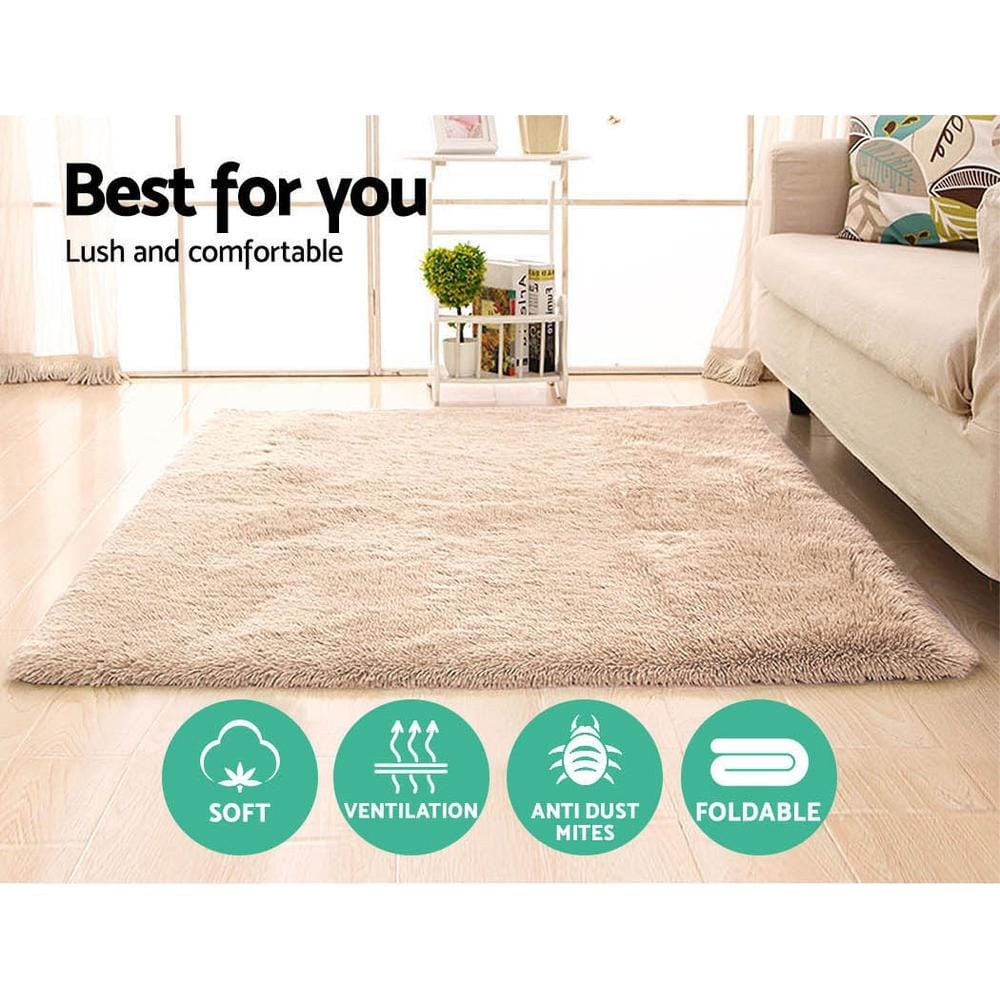 Artiss Rugs Shaggy Rug 160x230cm Beige