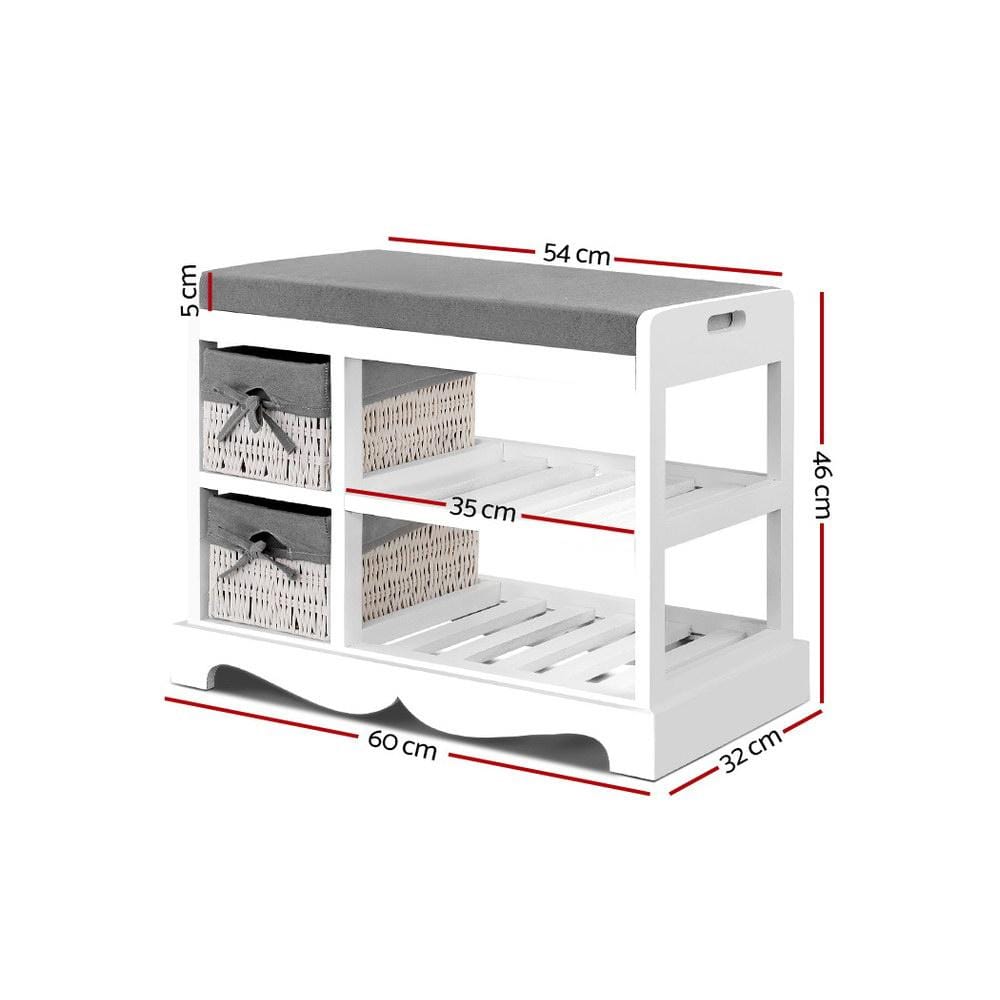 Artiss Shoe Rack Shoe Cabinet Bench Rack Wooden Storage Organiser Shelf Stool 2 Drawers