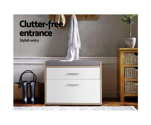 Artiss Shoe Rack Shoe Cabinet Bench Shoes Storage Organiser Rack Fabric Seat Wooden Cupboard Up to 8 pairs