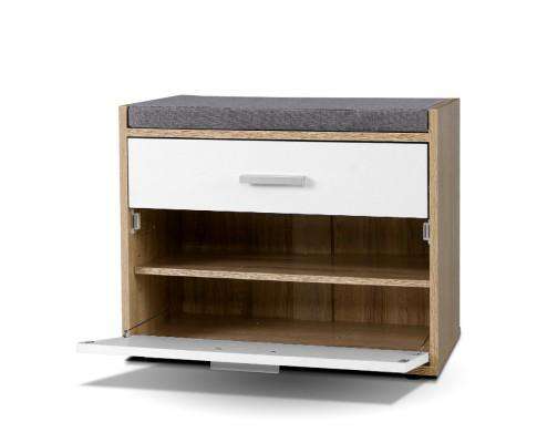 Artiss Shoe Rack Shoe Cabinet Bench Shoes Storage Organiser Rack Fabric Seat Wooden Cupboard Up to 8 pairs