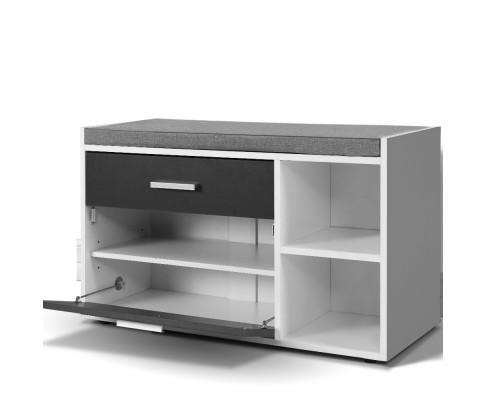 Artiss Shoe Rack Shoe Cabinet Bench Shoes Storage Organiser Rack Wooden Cupboard Fabric Seat Adjustable Shelf