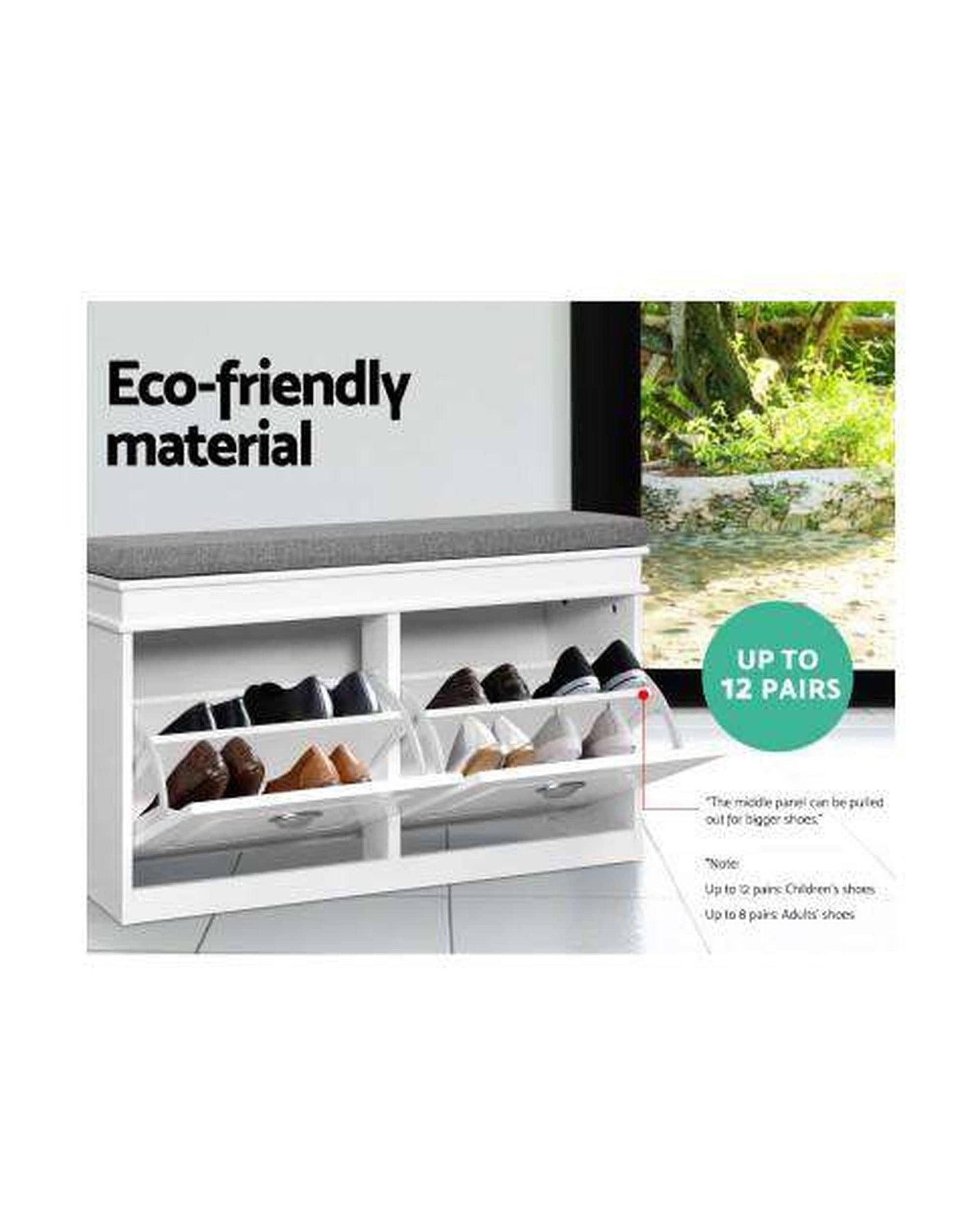 Artiss Shoe Rack Shoe Cabinet Bench Shoes Storage Rack Organiser Drawer White Shelf 12 Pairs Box