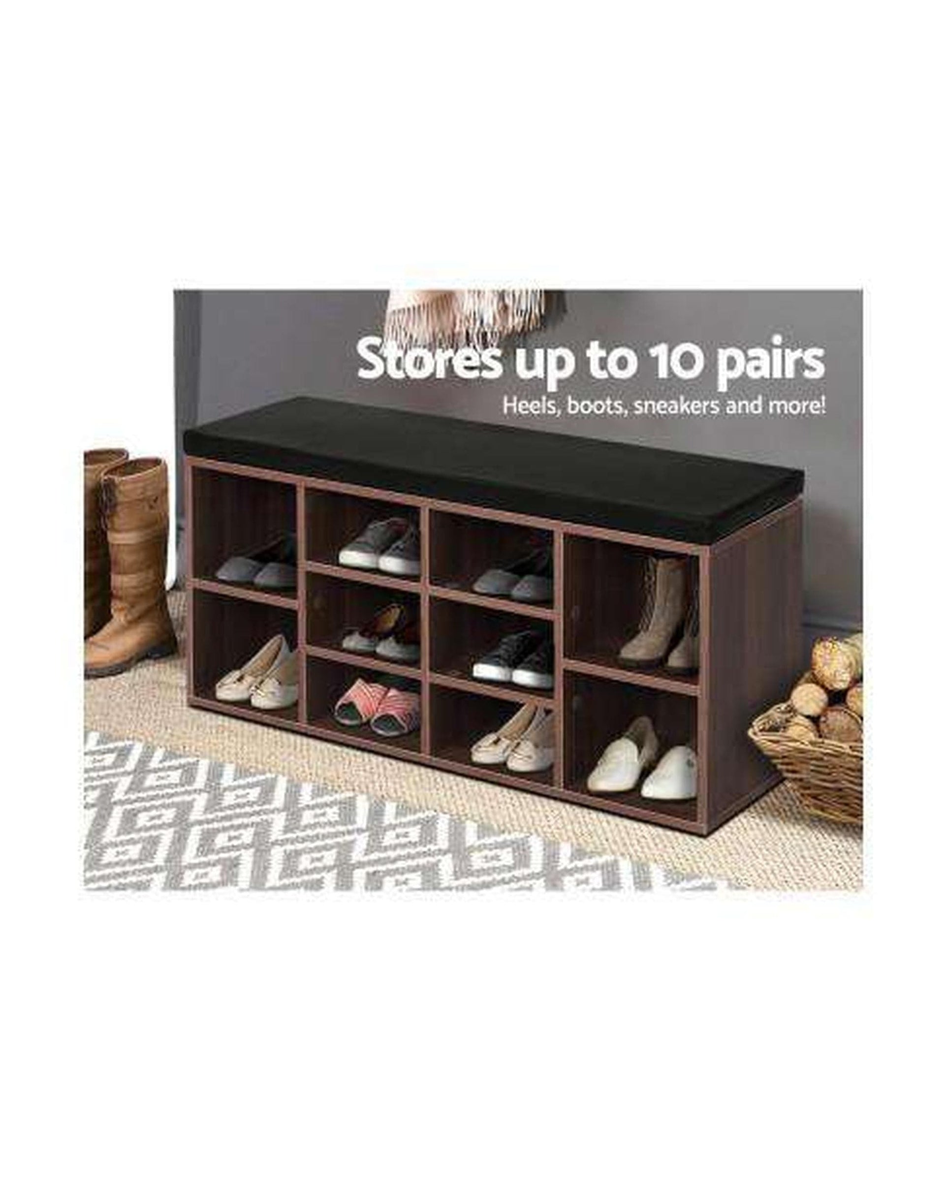 Artiss Shoe Rack Shoe Cabinet Bench Shoes Storage Rack Organiser Shelf Cupboard Box Walnut