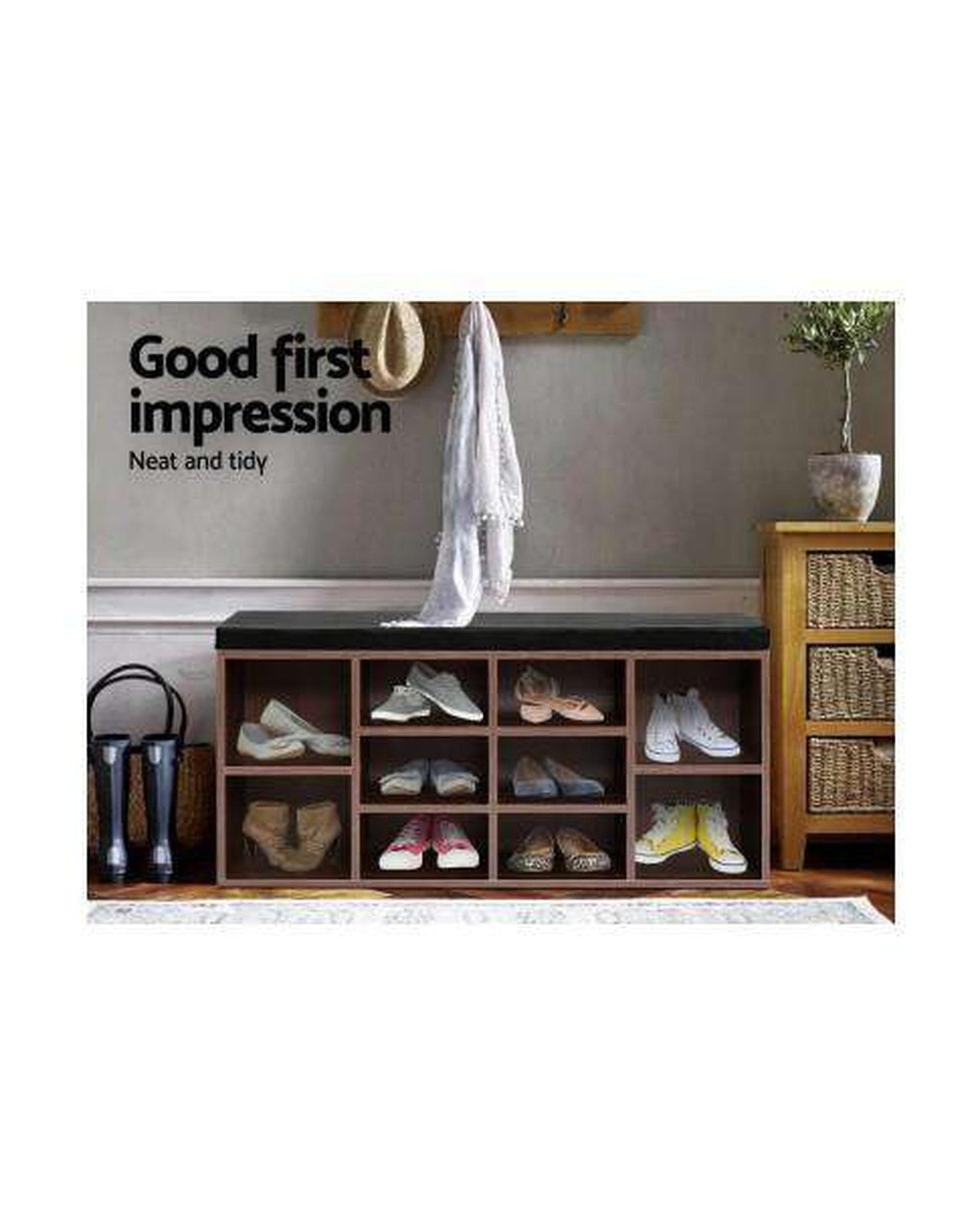 Artiss Shoe Rack Shoe Cabinet Bench Shoes Storage Rack Organiser Shelf Cupboard Box Walnut