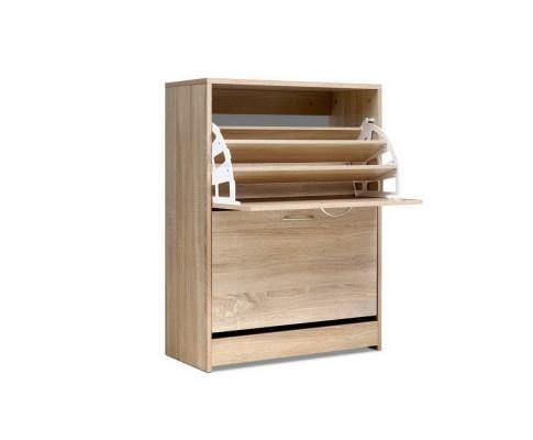 Artiss Shoe Rack Shoe Cabinet Shoes Storage Rack 24 Pairs Organiser Shelf Cupboard Oak