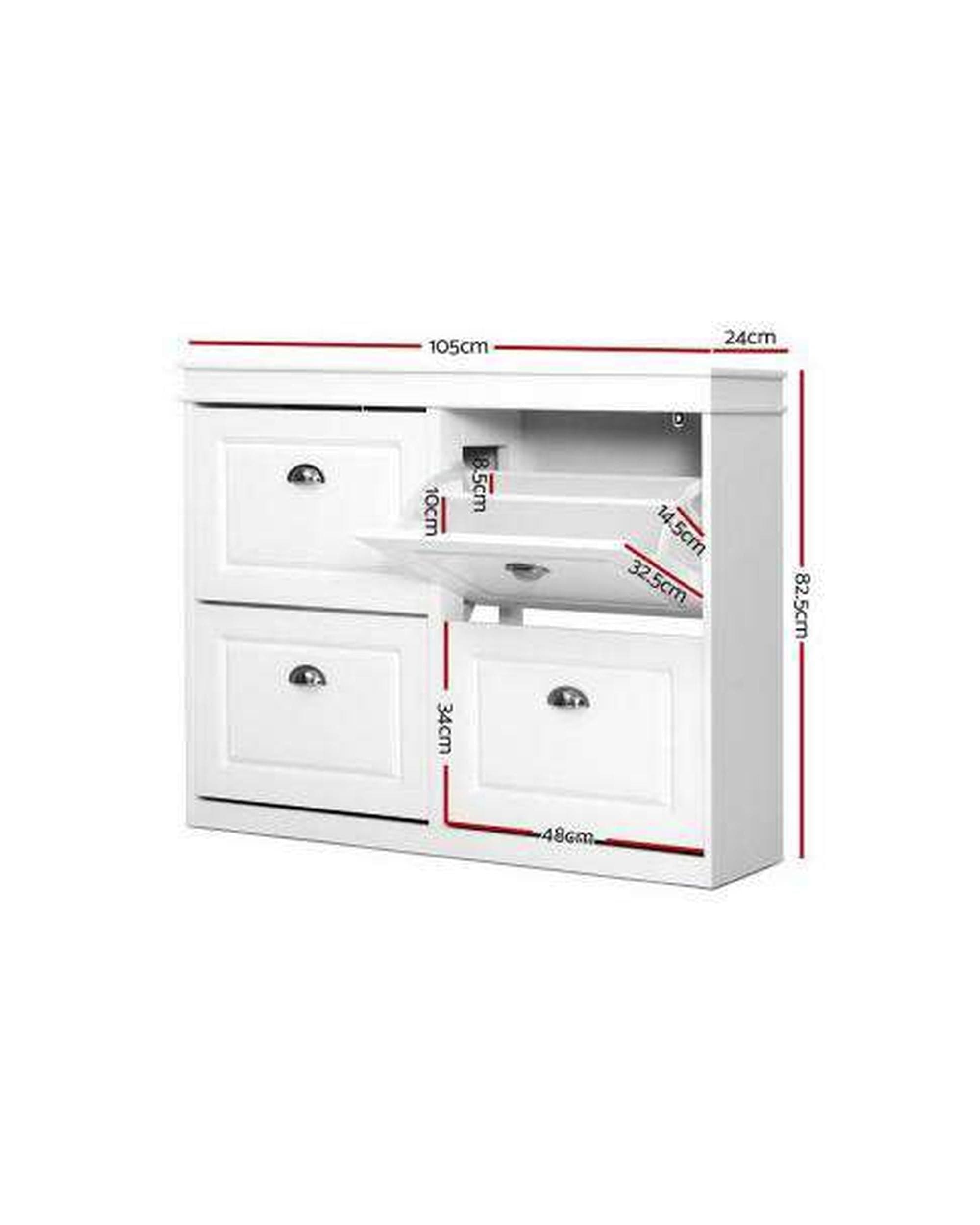 Artiss Shoe Rack Shoe Cabinet Shoes Storage Rack Organiser White Shelf Drawer Cupboard 24 Pairs