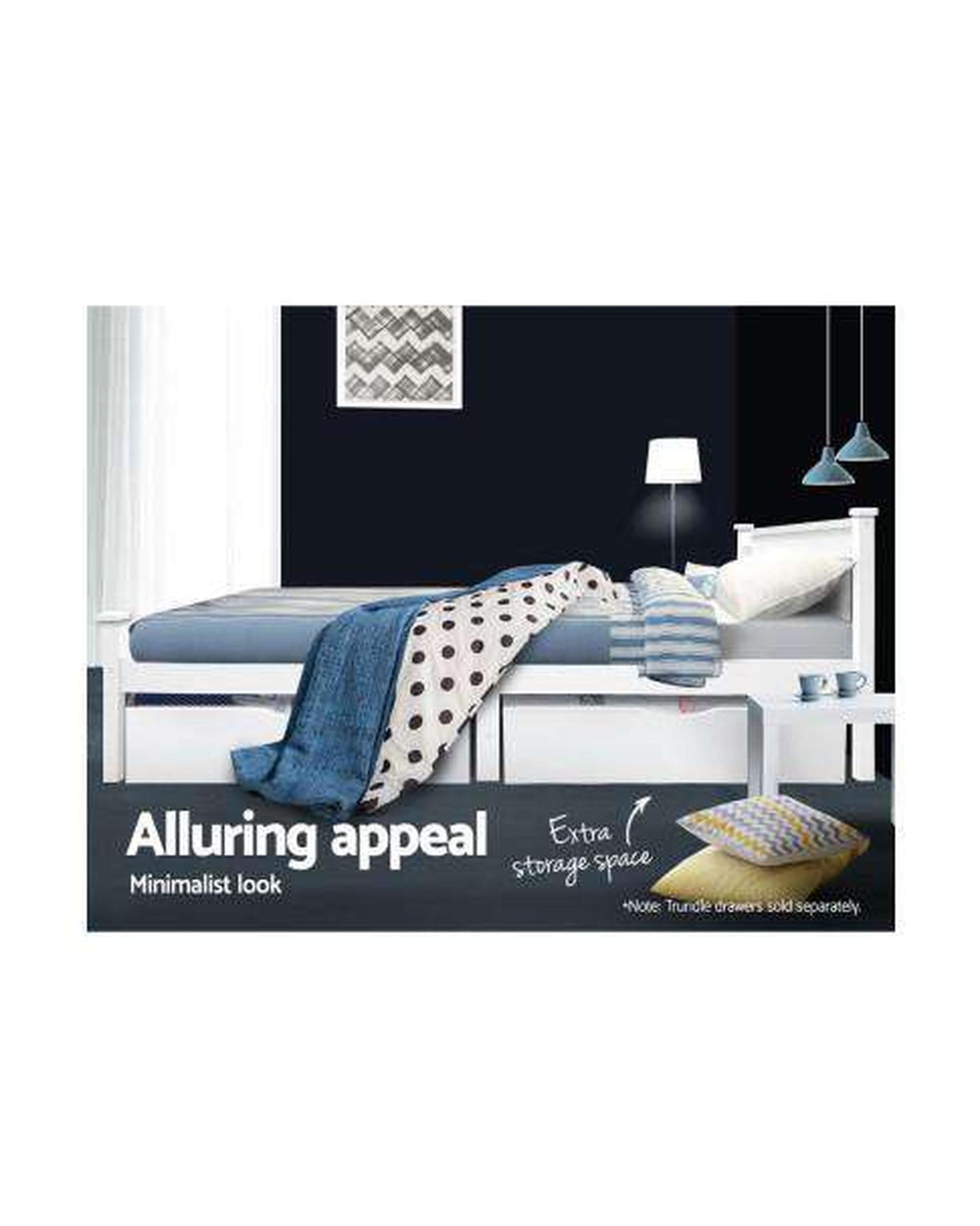 Artiss Bedframe Single Size Wooden Bed Frame - White