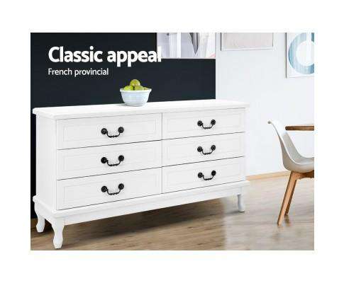 Artiss Chest of Drawers Six Chest of Drawers Dresser - White
