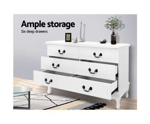Artiss Chest of Drawers Six Chest of Drawers Dresser - White