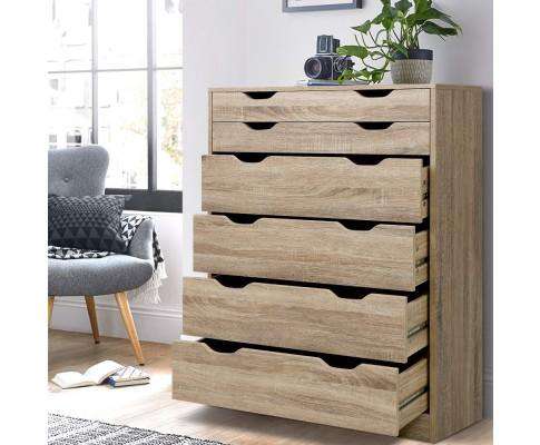 Artiss Chest of Drawers Six Chest of Drawers Neat Oak