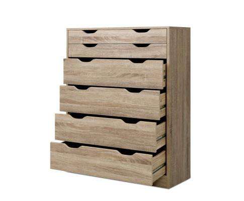 Artiss Chest of Drawers Six Chest of Drawers Neat Oak