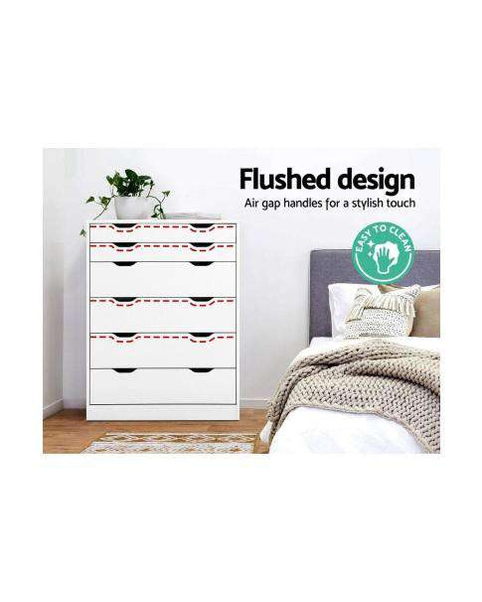 Artiss Chest of Drawers Six Chest of Drawers Neat White