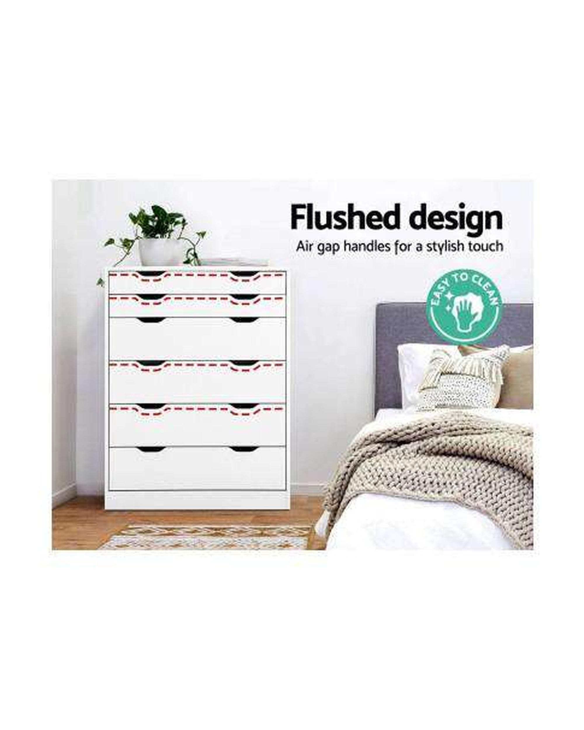 Artiss Chest of Drawers Six Chest of Drawers Neat White