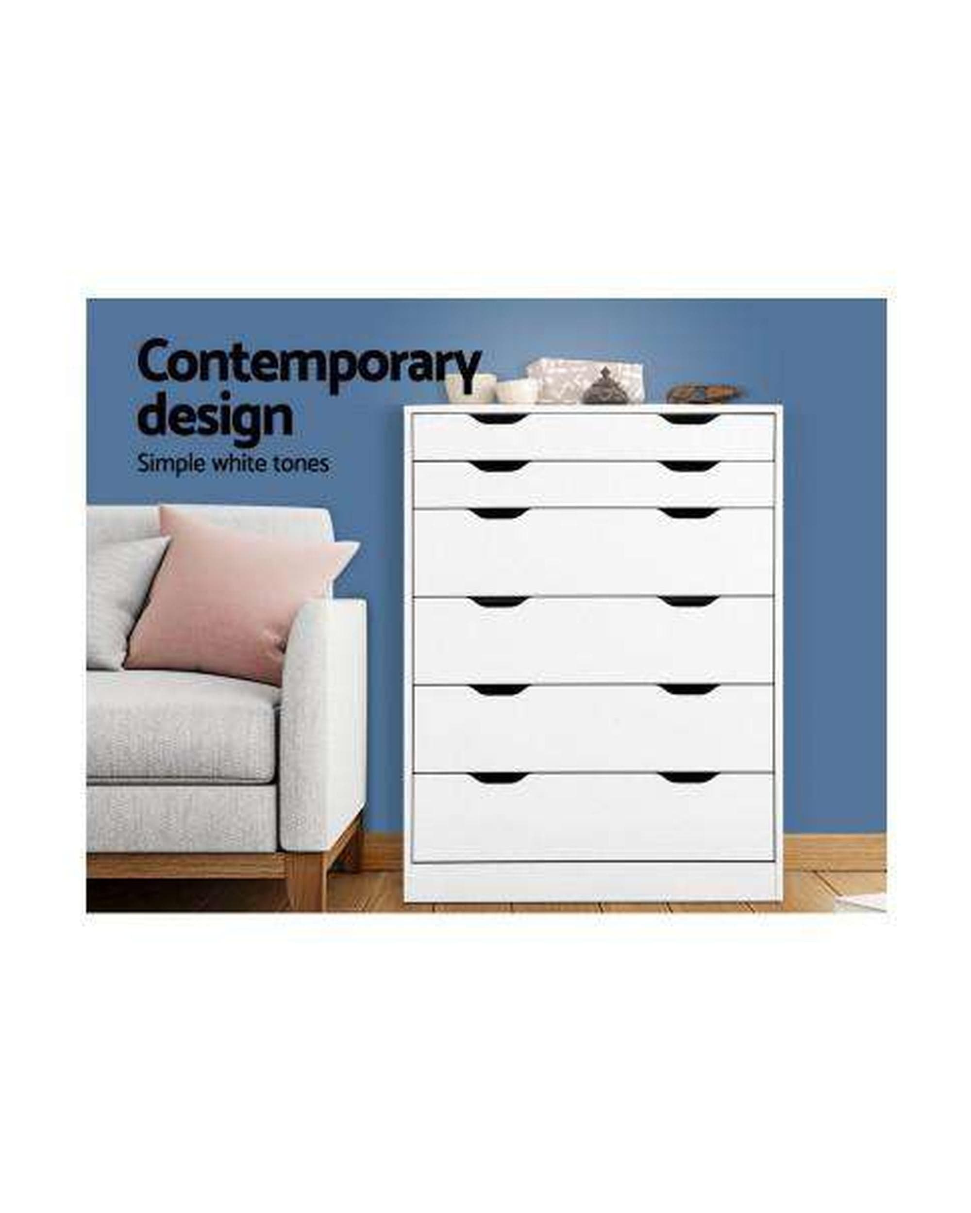 Artiss Chest of Drawers Six Chest of Drawers Neat White
