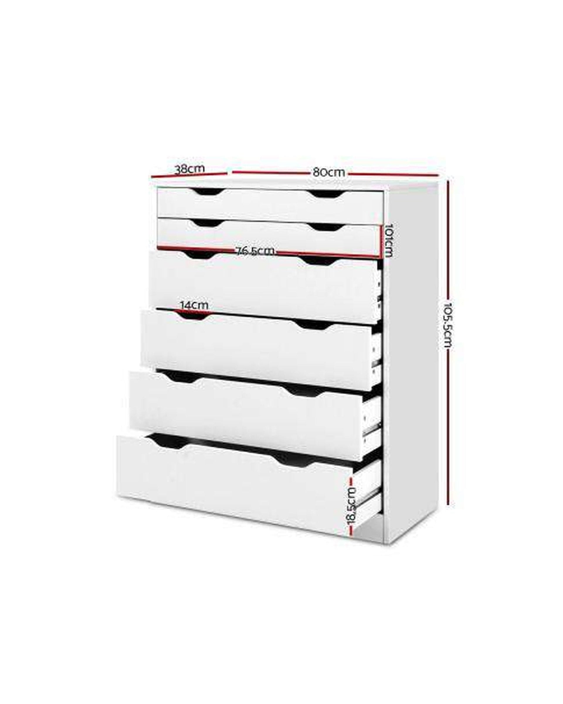 Artiss Chest of Drawers Six Chest of Drawers Neat White