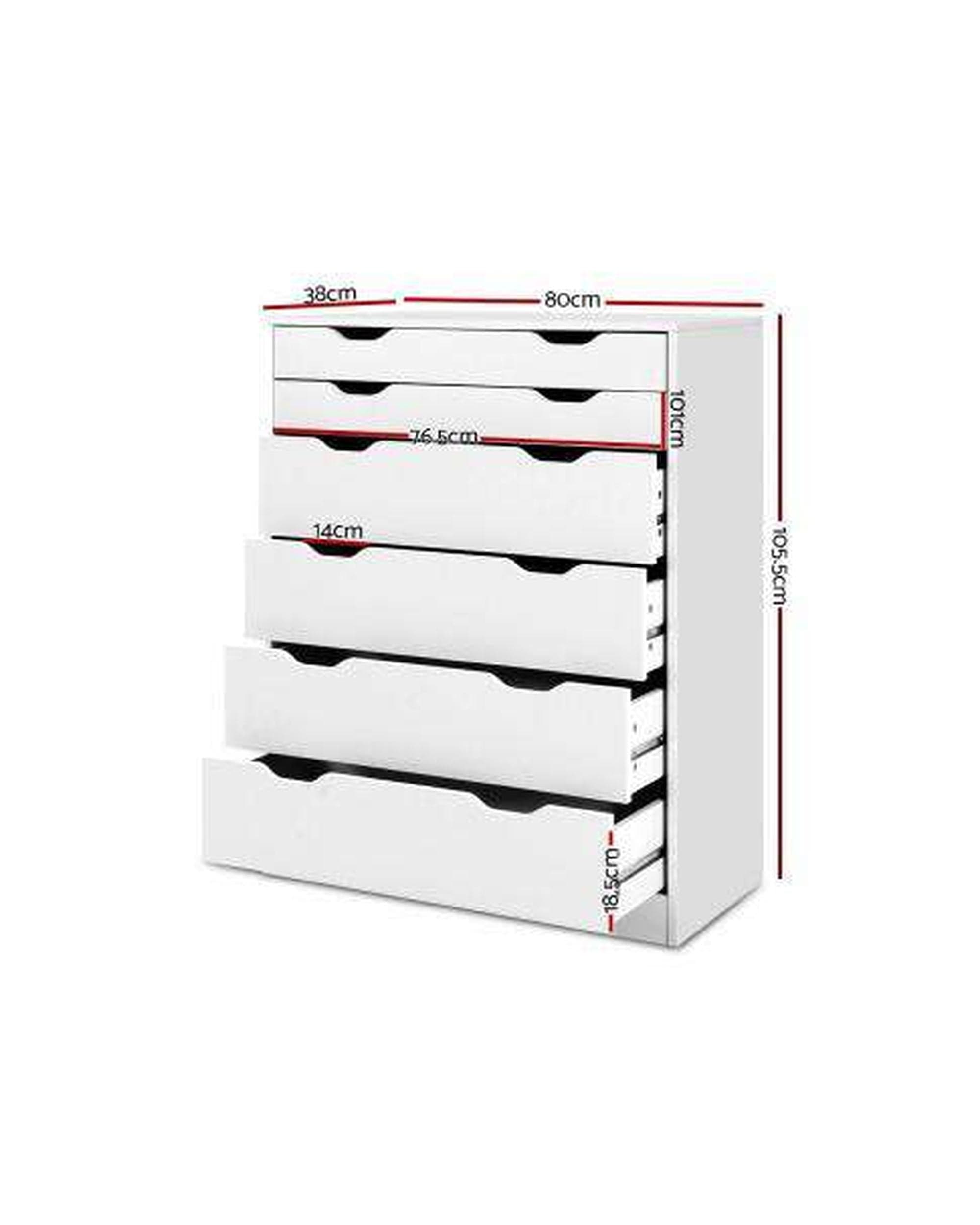 Artiss Chest of Drawers Six Chest of Drawers Neat White
