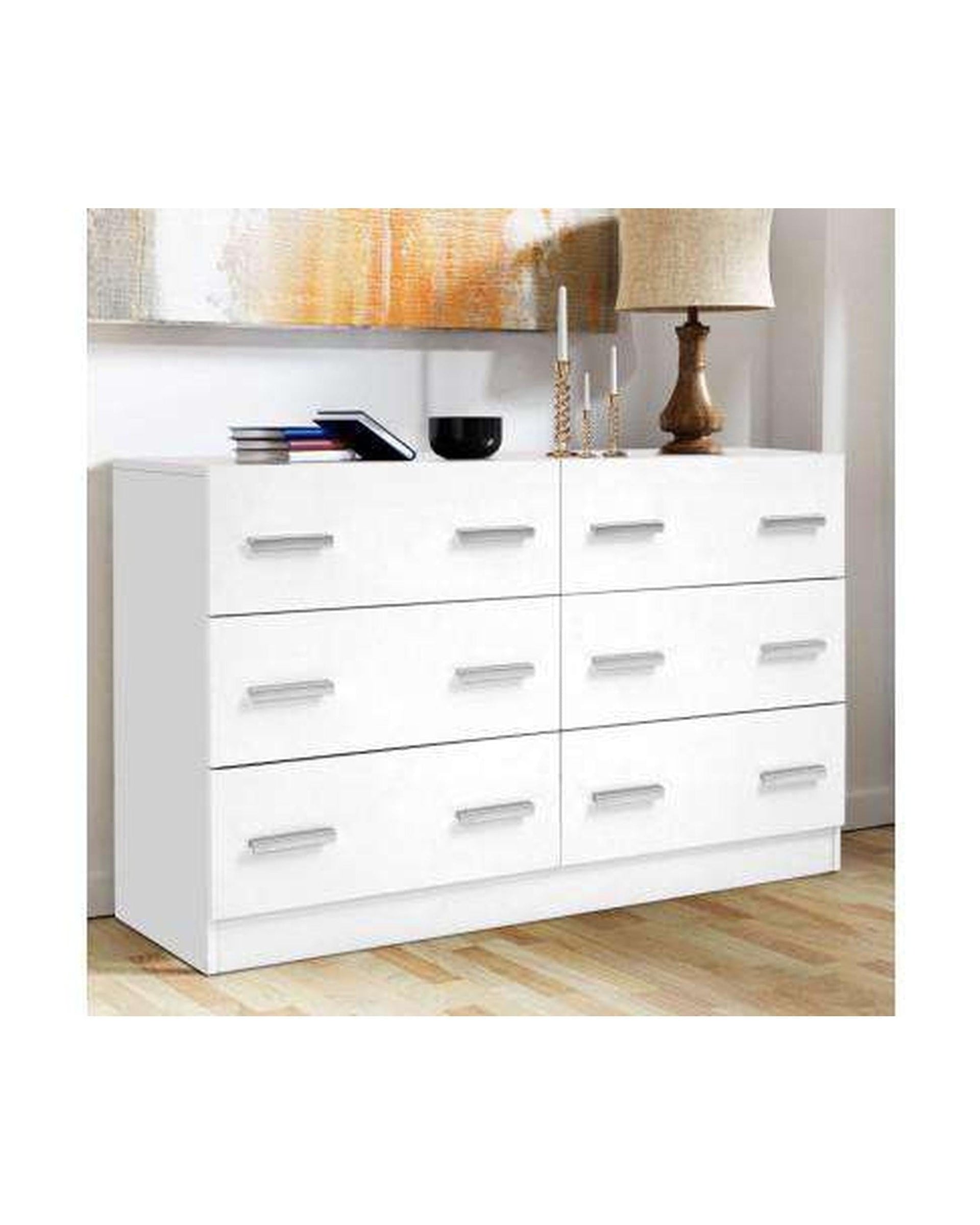 Artiss Chest of Drawers Six Chest of Drawers - Sleek White