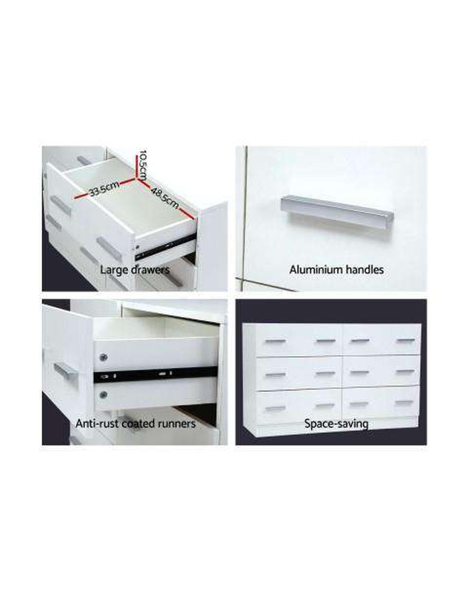 Artiss Chest of Drawers Six Chest of Drawers - Sleek White