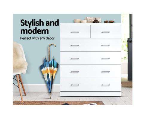 Artiss Chest of Drawers Six Chest of Drawers - White