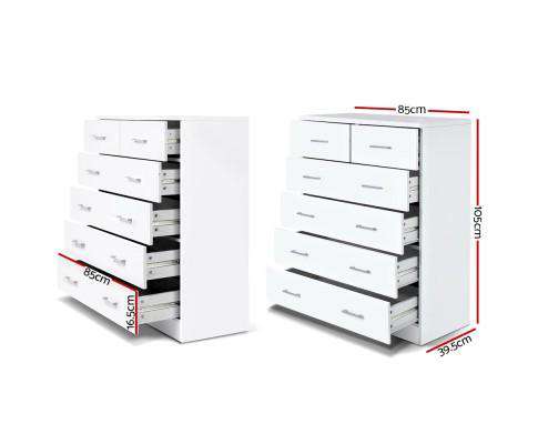 Artiss Chest of Drawers Six Chest of Drawers - White