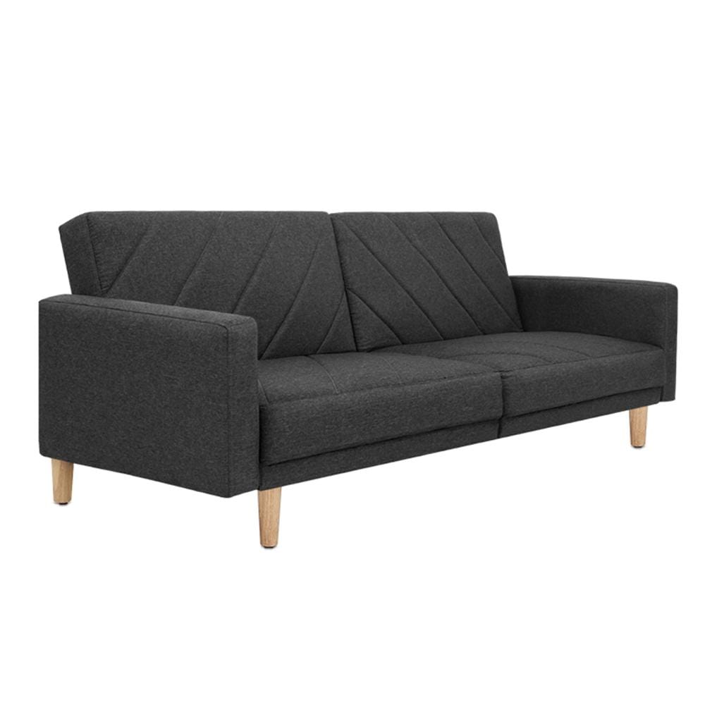 Artiss Sofa Sofa Bed Lounge 3 Seater Futon Couch Wood Furniture Dark Grey Fabric 193cm