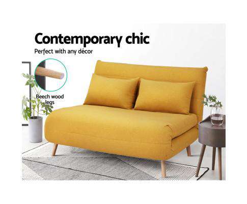 Artiss Sofa Sofa Bed Lounge Adjustable Seater Futon Couch Recliner Folding Linen Fabric