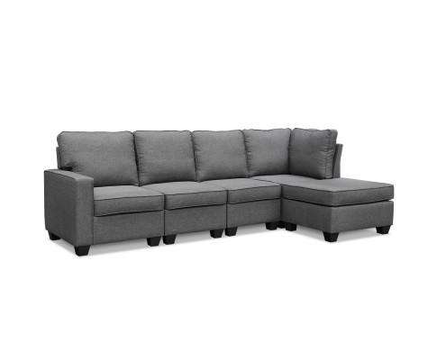 Artiss Sofa Sofa Lounge Set 5 Seater Modular Chaise Chair Suite Couch Fabric Grey