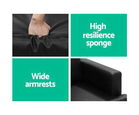 Artiss Sofa Sofa Lounge Set Couch Futon Corner Chaise Leather 4 Seater Suite Black