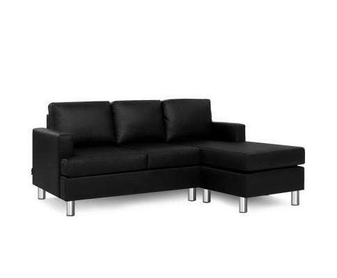 Artiss Sofa Sofa Lounge Set Couch Futon Corner Chaise Leather 4 Seater Suite Black