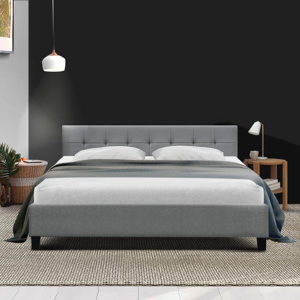 Artiss Bedframe Soho Bed Frame Fabric- Grey King