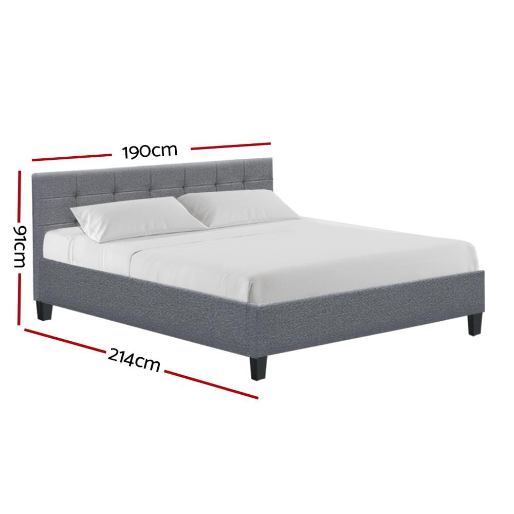 Artiss Bedframe Soho Bed Frame Fabric- Grey King