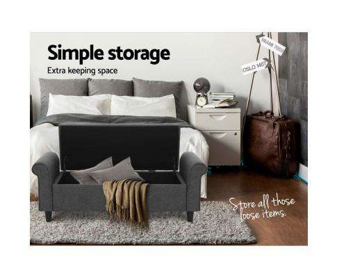 Artiss Ottoman Storage Ottoman Blanket Box 126cm Linen Fabric Arm Foot Stool Couch Large