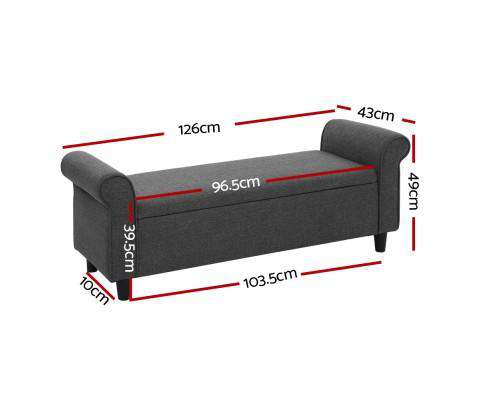 Artiss Ottoman Storage Ottoman Blanket Box 126cm Linen Fabric Arm Foot Stool Couch Large