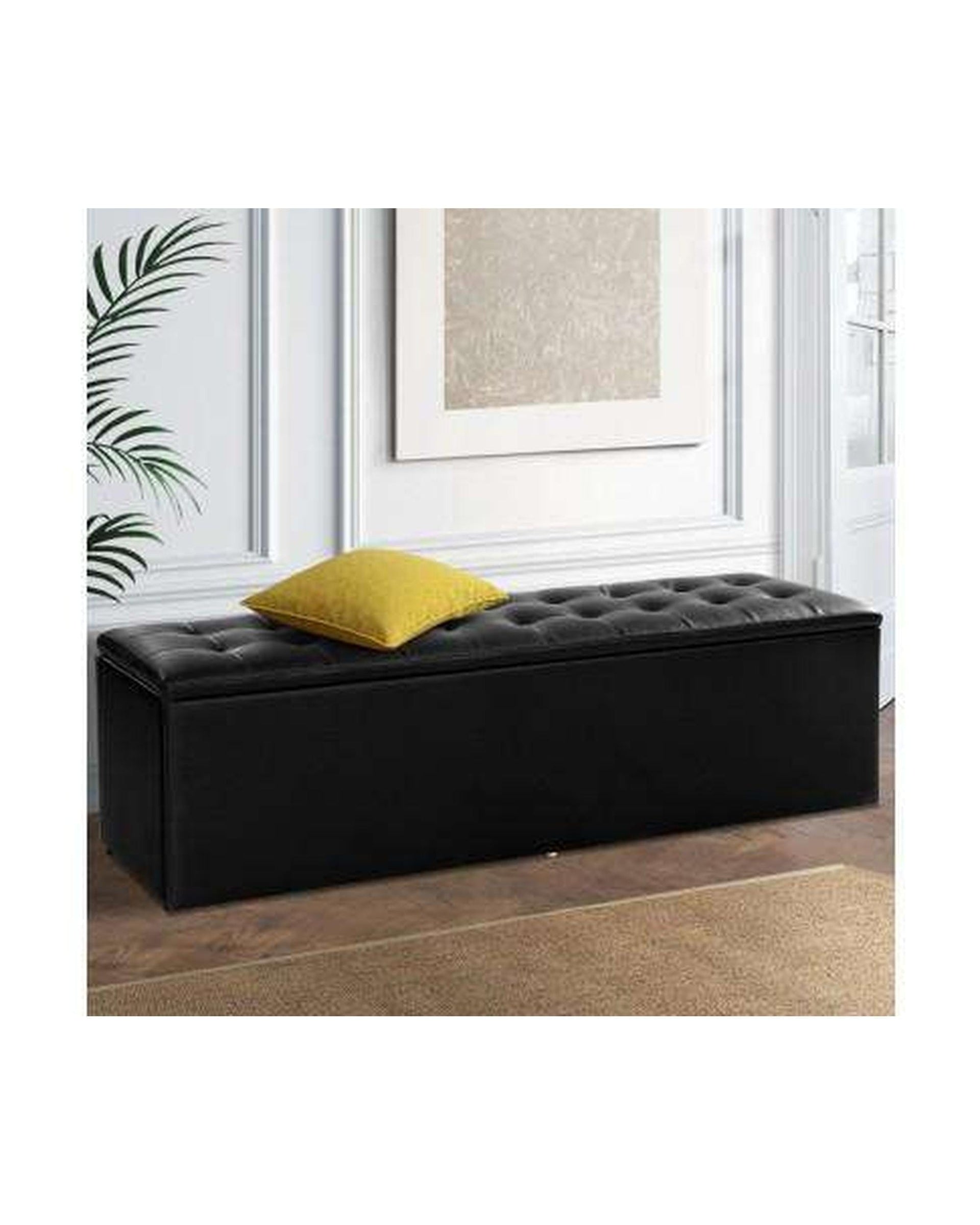 Artiss Ottoman Storage Ottoman Blanket Box Black LARGE Leather Rest Chest Toy Foot Stool
