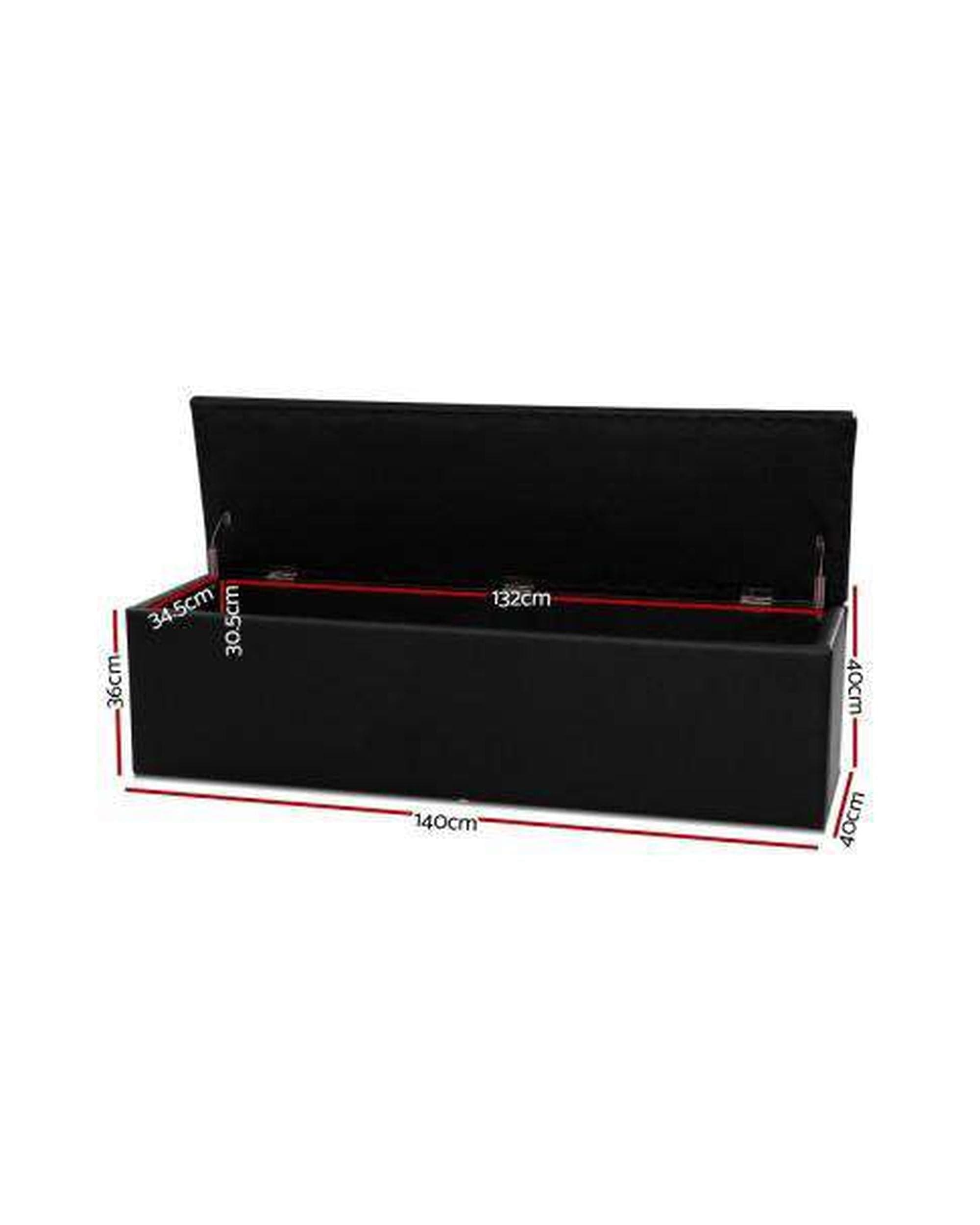 Artiss Ottoman Storage Ottoman Blanket Box Black LARGE Leather Rest Chest Toy Foot Stool