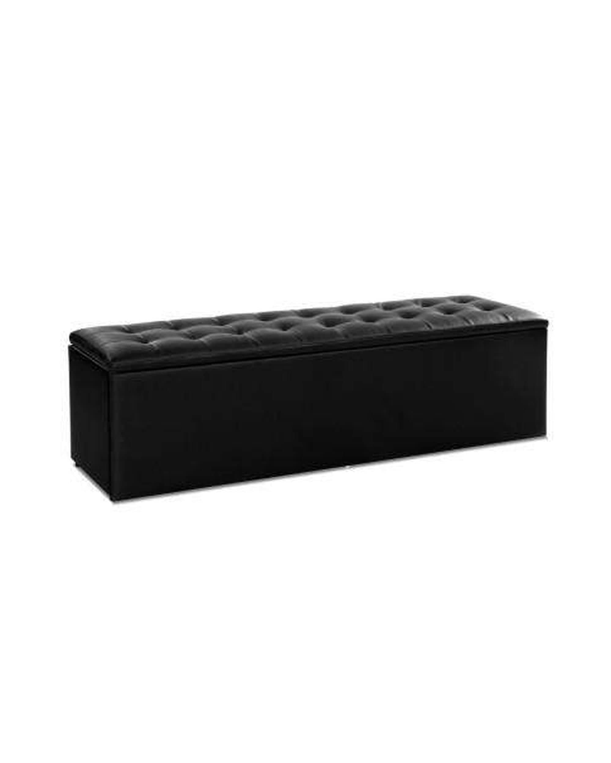 Artiss Ottoman Storage Ottoman Blanket Box Black LARGE Leather Rest Chest Toy Foot Stool
