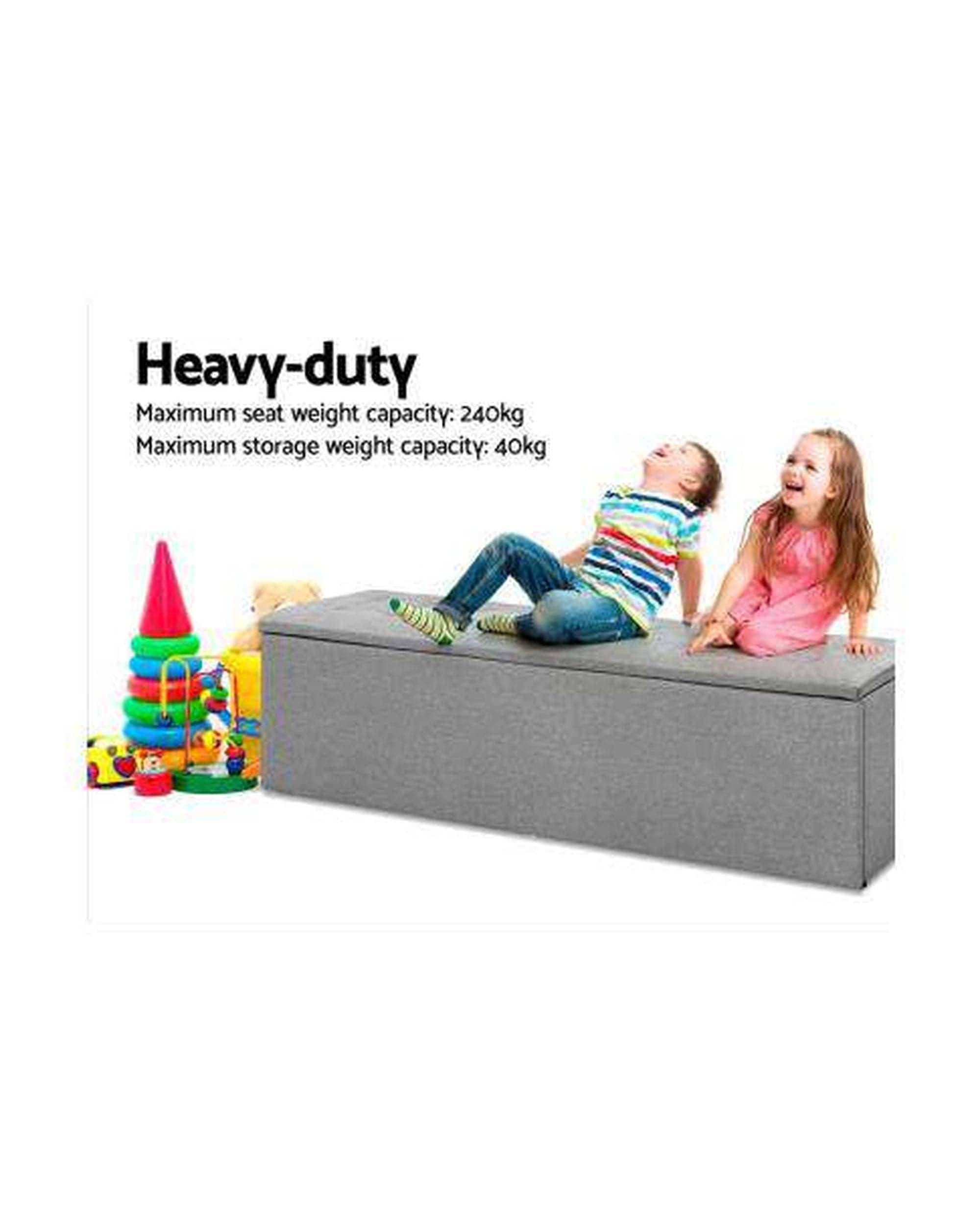 Artiss Ottoman Storage Ottoman Blanket Box Grey LARGE Fabric Rest Chest Toy Foot Stool