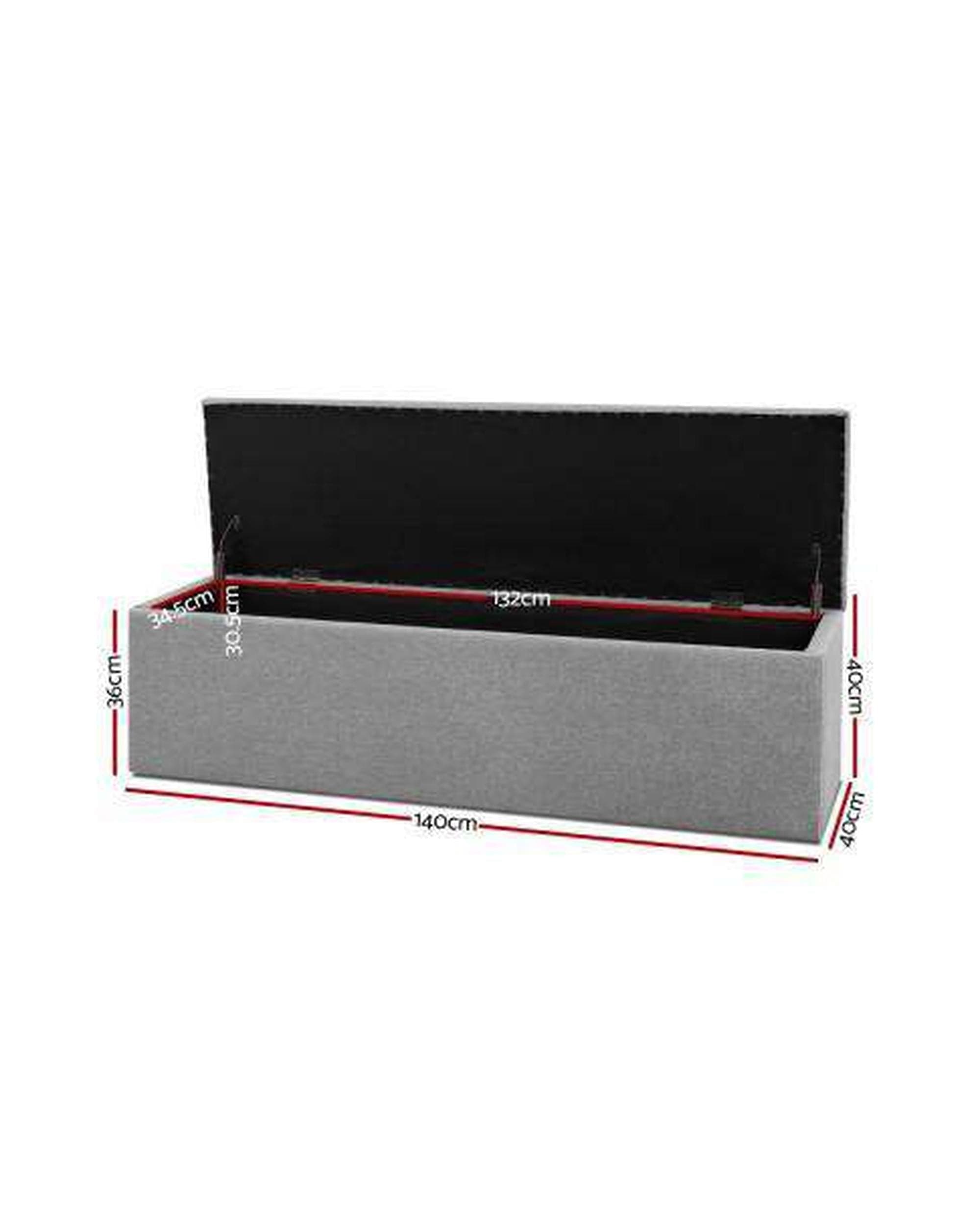 Artiss Ottoman Storage Ottoman Blanket Box Grey LARGE Fabric Rest Chest Toy Foot Stool