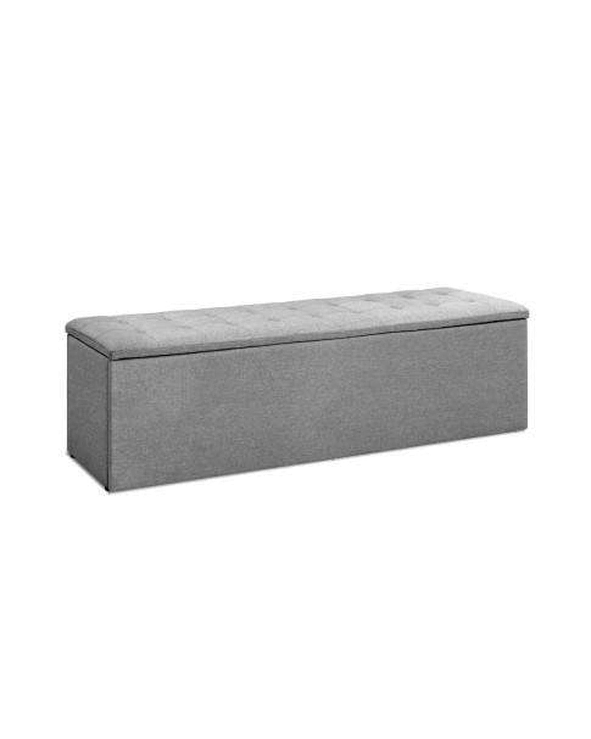 Artiss Ottoman Storage Ottoman Blanket Box Grey LARGE Fabric Rest Chest Toy Foot Stool