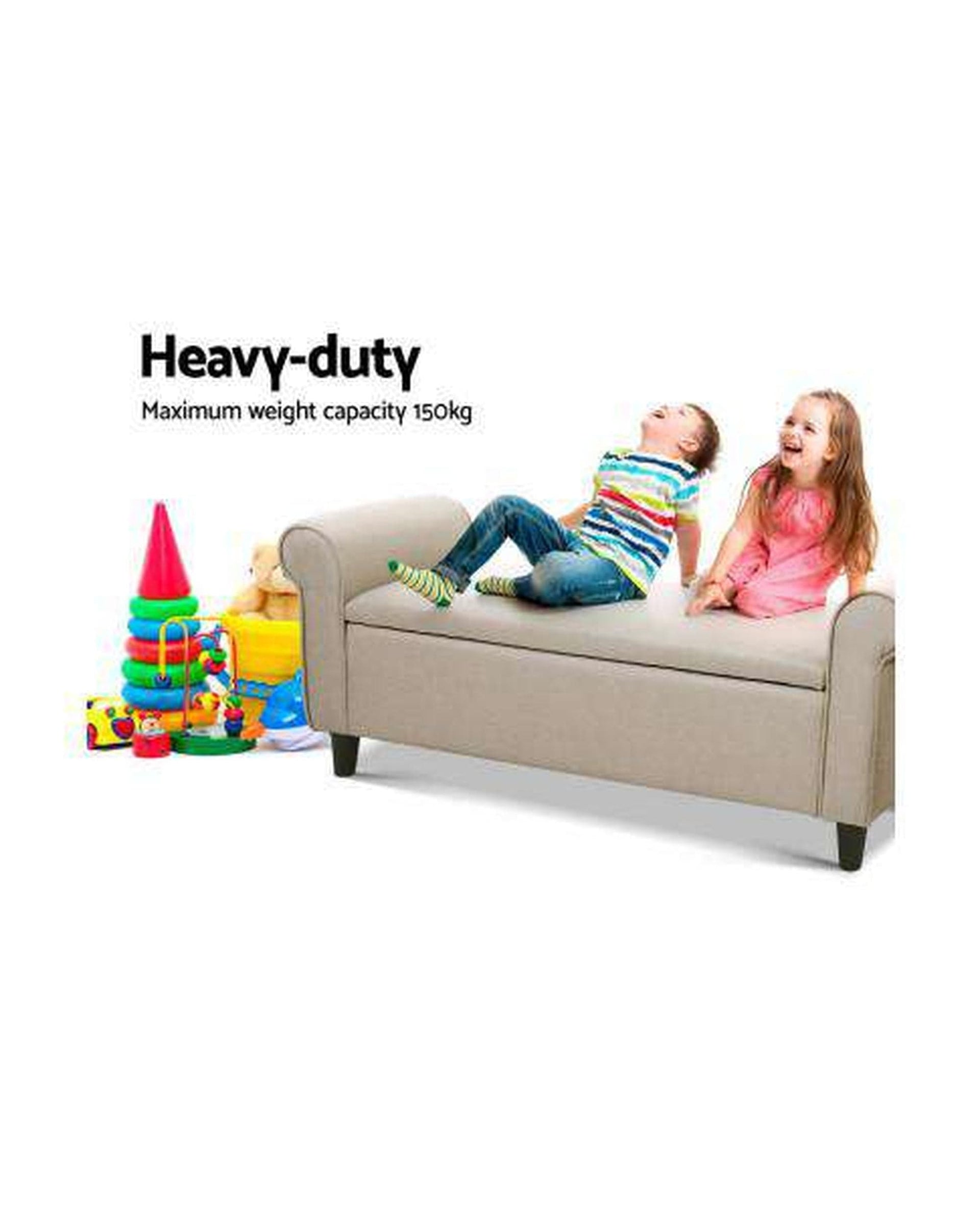 Artiss Ottoman Storage Ottoman Blanket Box Linen Fabric Arm Foot Stool Couch Chest Large